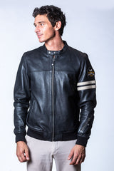 Blouson en cuir Classic Legend Motors Miles noir Homme