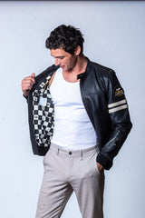 Blouson en cuir Classic Legend Motors Miles noir Homme