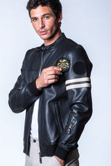 Blouson en cuir Classic Legend Motors Miles noir Homme