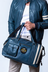 Sac de voyage en cuir Classic Legend Motors Gaston 48h bleu royal Homme