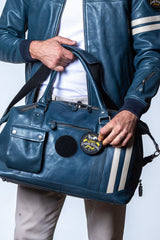 Sac de voyage en cuir Classic Legend Motors Gaston 48h bleu royal Homme