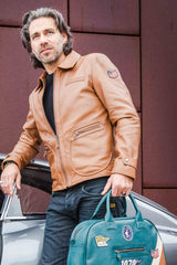 Blouson en cuir Steve McQueen Joshua tabac Homme