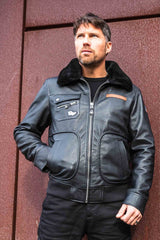 Blouson en cuir Steve McQueen Gavin noir Homme