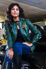 24H Le Mans Marylin green leather jacket for women