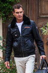 Blouson en cuir Steve McQueen Gavin noir Homme