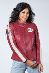 Blouson en cuir 24H Le Mans Amanda rouge racing Femme