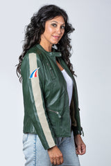 Blouson en cuir 24H Le Mans Amanda vert Femme