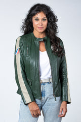 Blouson en cuir 24H Le Mans Amanda vert Femme