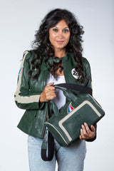 Blouson en cuir 24H Le Mans Amanda vert Femme