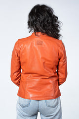 Blouson en cuir 24H Le Mans Amanda orange Femme