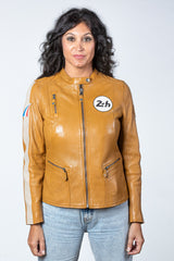 Blouson en cuir 24H Le Mans Amanda jaune Femme