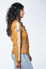 Blouson en cuir 24H Le Mans Amanda jaune Femme