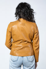 Blouson en cuir 24H Le Mans Amanda jaune Femme