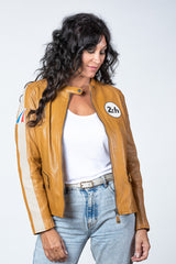 Blouson en cuir 24H Le Mans Amanda jaune Femme