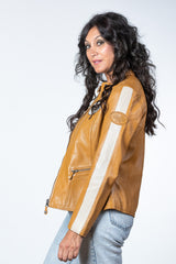 Blouson en cuir 24H Le Mans Amanda jaune Femme