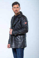 Blouson en cuir Steve McQueen Andrew noir Homme