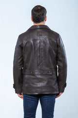 Steve McQueen Andrew Dark Brown Leather Jacket for Men