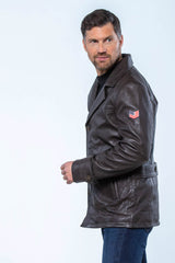 Steve McQueen Andrew Dark Brown Leather Jacket for Men