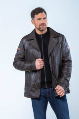 Steve McQueen Andrew Dark Brown Leather Jacket for Men