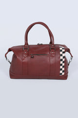 24H Le Mans Andy 48h dark red leather travel bag