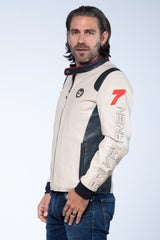 Ari Vatanen Ari ecru leather jacket Men