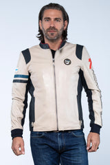 Blouson en cuir Ari Vatanen Ari ecru Homme