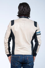 Ari Vatanen Ari ecru leather jacket Men