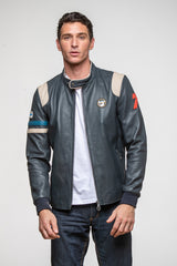 Ari Vatanen Ari leather jacket in navy blue Men