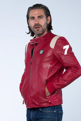 Blouson en cuir Ari Vatanen Ari rouge racing Homme