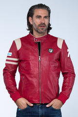 Blouson en cuir Ari Vatanen Ari rouge racing Homme