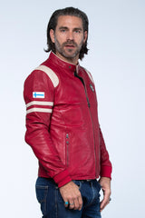 Blouson en cuir Ari Vatanen Ari rouge racing Homme