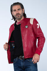 Blouson en cuir Ari Vatanen Ari rouge racing Homme