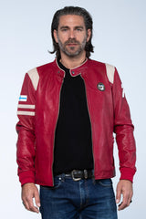 Ari Vatanen Ari red racing leather jacket for Men