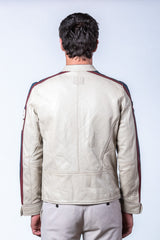 Blouson en cuir Steve McQueen August ecru Homme