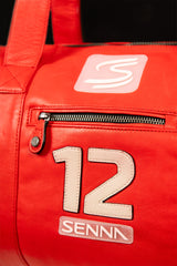 Ayrton Senna "Magic Senna" red leather travel bag