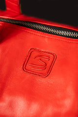 Ayrton Senna "Magic Senna" red leather travel bag