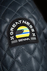 Ayrton Senna "Sao Paulo" Navy Blue Leather Jacket for Men