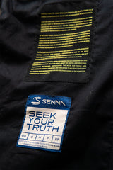 Ayrton Senna "Sao Paulo" Navy Blue Leather Jacket for Men