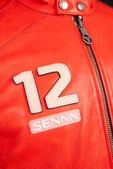 Ayrton Senna "Magic Senna" Red Leather Jacket for Men