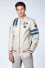 Blouson en cuir Carroll Shelby x Le Mans modèle "Cobra Men" ecru Homme