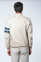 Carroll Shelby x Le Mans "Cobra Men" leather jacket in ecru for men