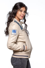 Blouson en cuir Carroll Shelby modèle "Cobra Women" ecru Femme