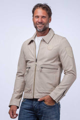 Blouson en cuir Steve McQueen Craig ecru Homme