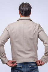 Blouson en cuir Steve McQueen Craig ecru Homme