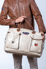 Sac de voyage en cuir Steve McQueen Duke 48h ecru