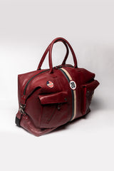 Sac de voyage en cuir Steve McQueen Dean 6 72h rouge foncé