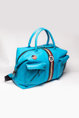 Sac de voyage en cuir Steve McQueen Dean 6 72h bleu nordique