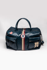 Sac de voyage en cuir Steve McQueen Dean 6 72h bleu royal