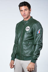 Blouson en cuir 24H Le Mans Denis vert Homme