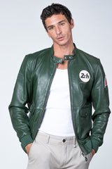 Blouson en cuir 24H Le Mans Denis vert Homme